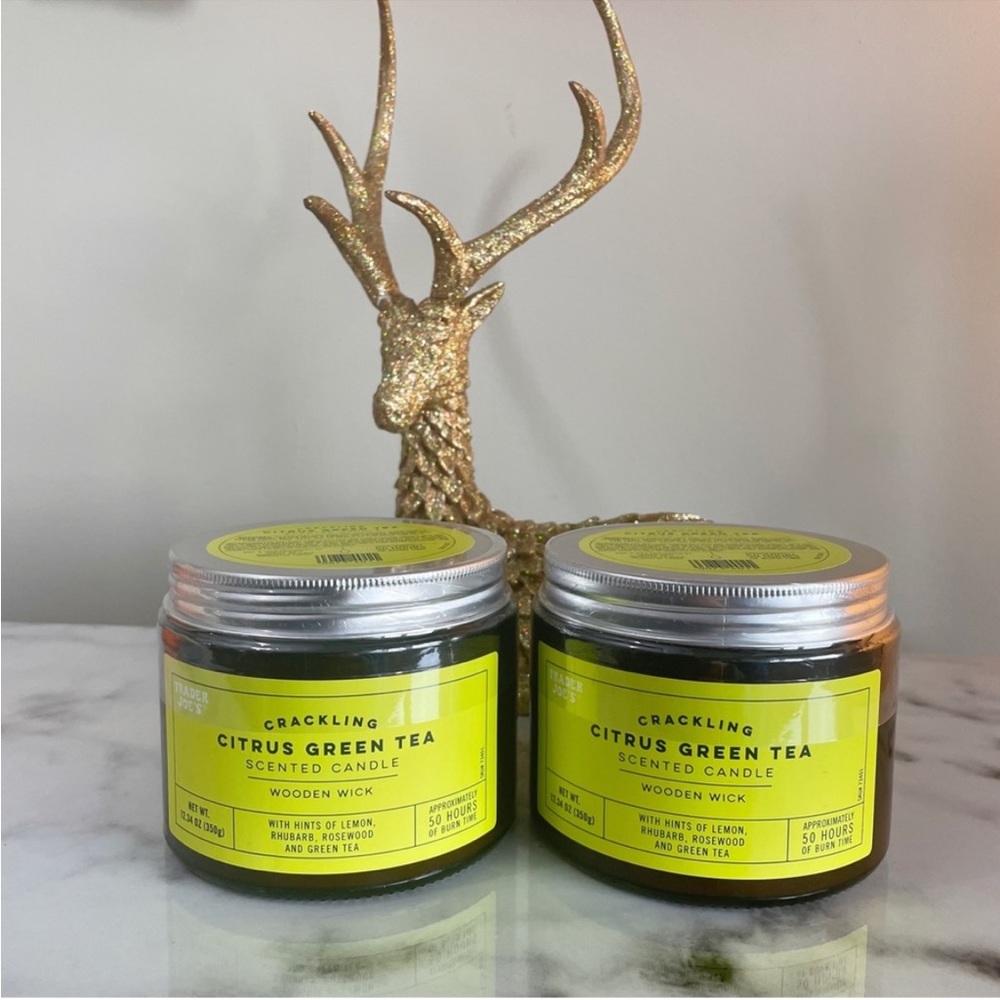 TWO Trader Joe’s Crackling Citrus Green Tea Candles